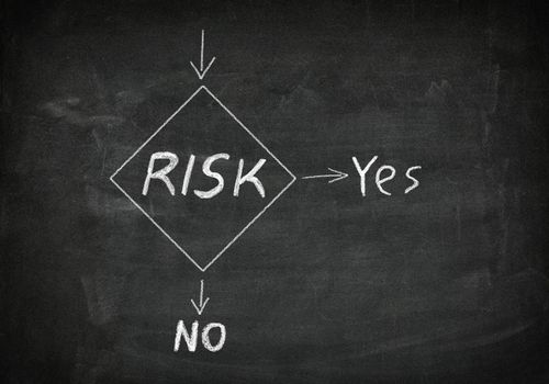 Blackboard with risk management flow chart