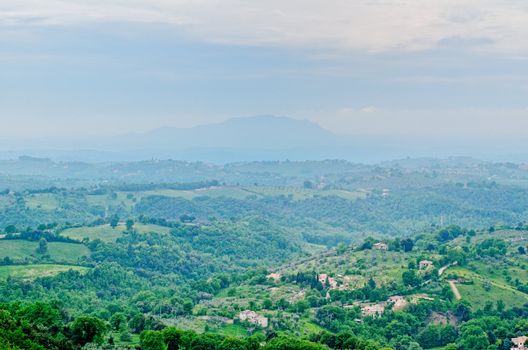 Panoramic view on mountain valley in Italy