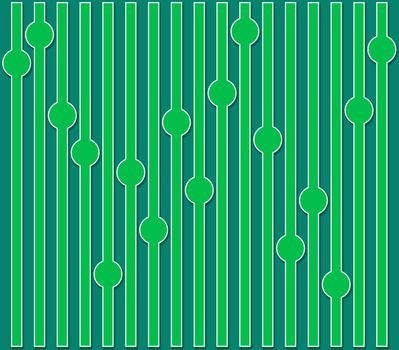 emerald green background with vertical rotated sticks with balls