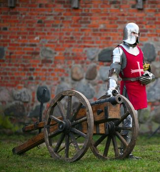 The medieval knight and gun. Show in Kaunas