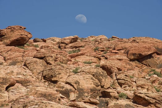Moonrise over Red Rock Canyon, Nevada