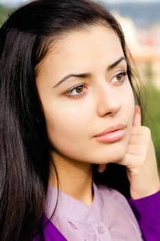 portrait of beautiful young women in nature