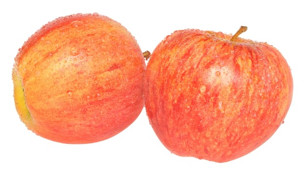 Ripe apples on a white background.