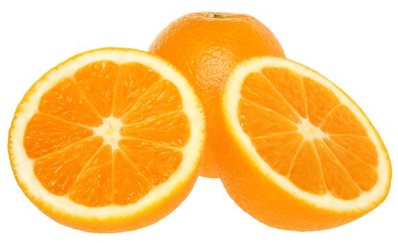 Ripe orange on a white background