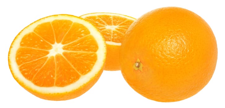 Ripe orange on a white background