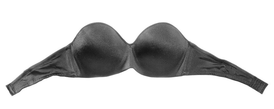 Black bra on a white background.