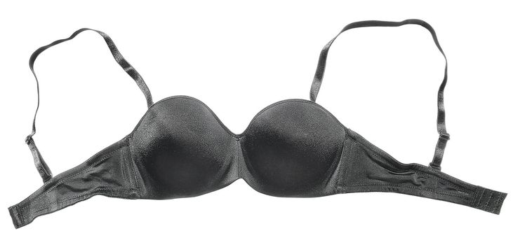 Black bra on a white background.