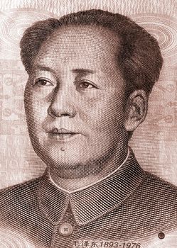 Mao Tse Tung portrait in sepia color. Based on banknote visual.
