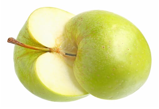 Ripe apple on a white background.