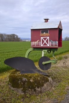 Mailbox plow in the countryside, Oregon.