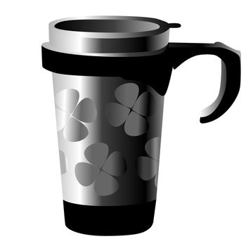 silver metal cup with shamrocks isolated on white