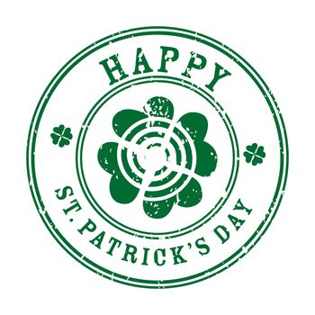 Happy Saint Patrick's Day stamp over white, greetings