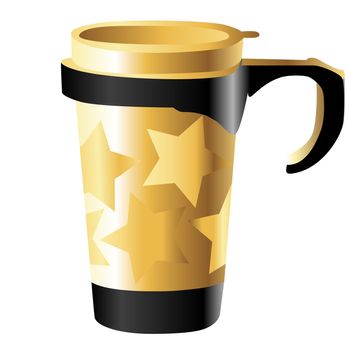 golden metal cup with stars isolated on white