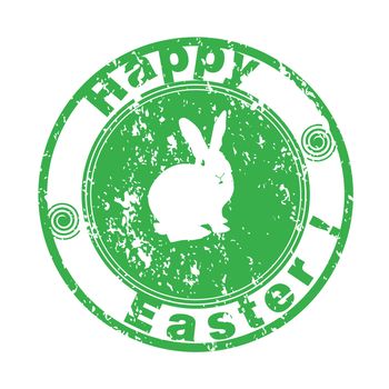 happy easter stamp over white, spring greetings