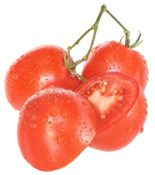 Ripe tomato on a white background.
