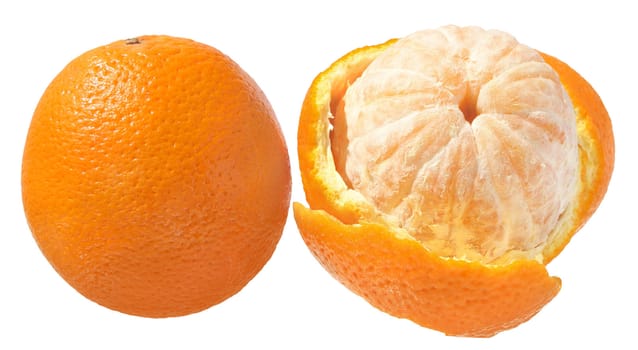 Ripe orange on a white background