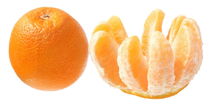 Ripe orange on a white background