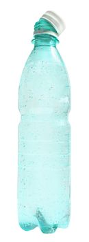 Bottles with water on a white background.