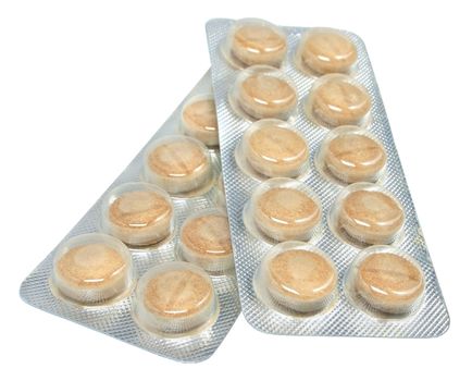 Pills on a white background.