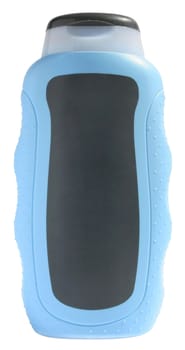 Bottle with cosmetic means for a white background.