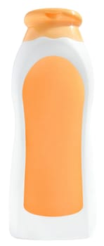 Bottle with cosmetic means for a white background.