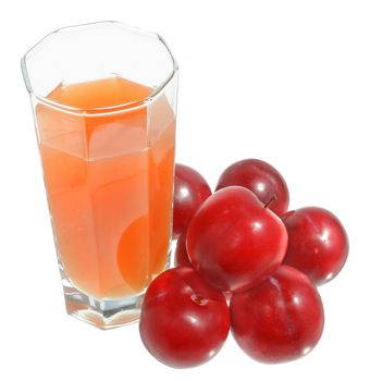 Plum juice on white background.