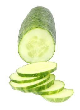 Fresh cucumber on a white background.