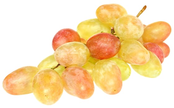 Mature grapes on a white background.