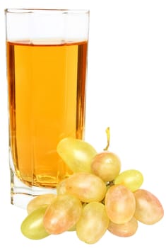 Grapes and glass of juice of a grapes.