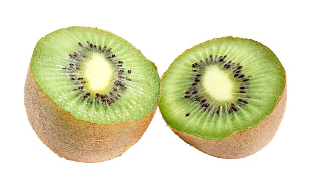 Ripe kiwi on a white background.