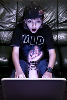Boy shocked and tempt by the web-site content