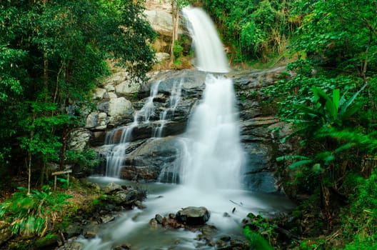 Waterfall in a forest on the mountain of northern Thailand