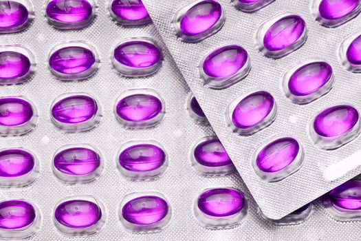 Pink Pills in blister, copy space