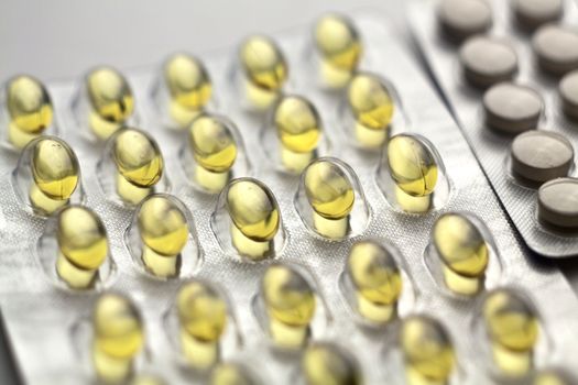 Pills On Table Background, copy space
