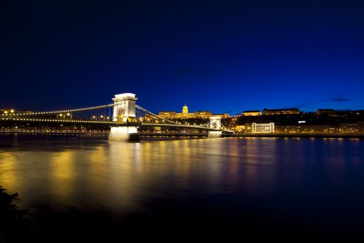 Budapest, night, Danube, river, Hungary
