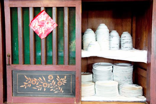 Chinese-style old kitchen cabinets In the restaurant