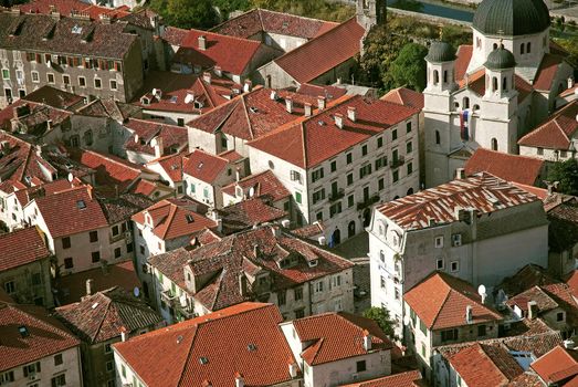 view of kotor town rooftops in montenegro