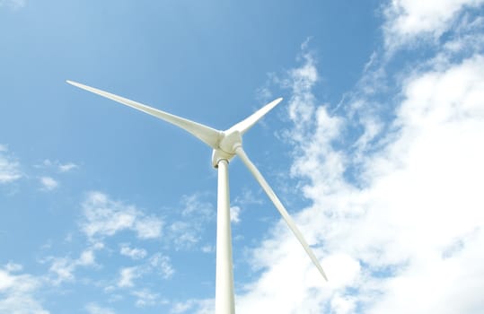 Wind power generation in the blue sky with cloud