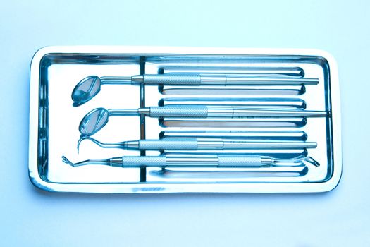 Dental Instruments - angled mirrors, plate, tools