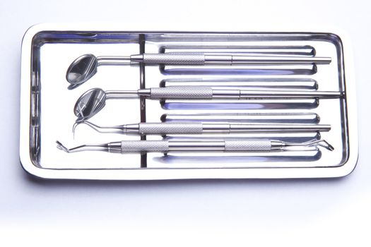 Dental Instruments - angled mirrors, plate, tools