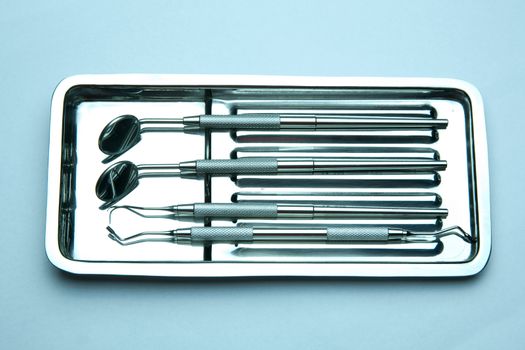 Dental Instruments - angled mirrors, plate, tools