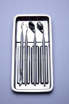 Dental Instruments - angled mirrors, plate, tools