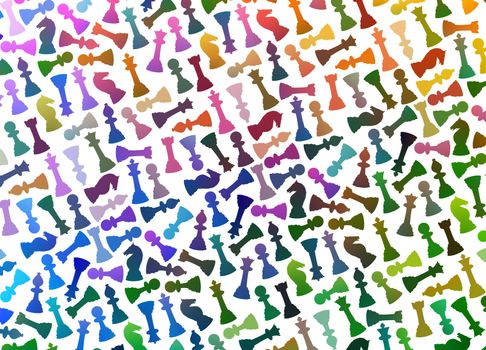 Background of multicoloured chess pieces
