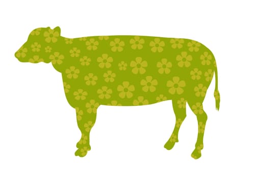 Illustrated cow with flower texture