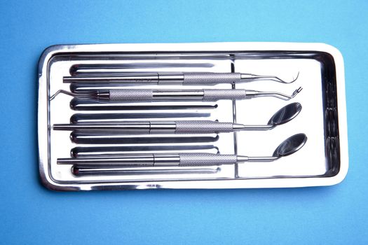 Dental Instruments - angled mirrors, plate, tools