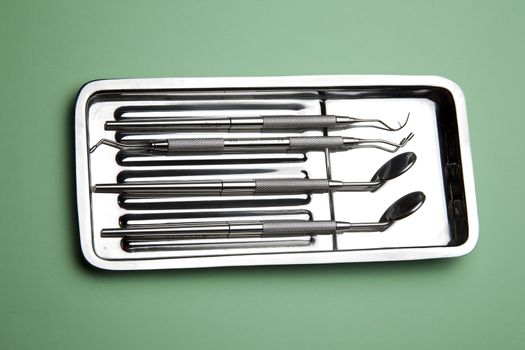 Dental Instruments - angled mirrors, plate, tools