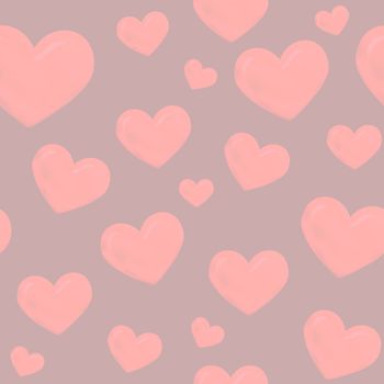 Illustrated seamless background made of hearts