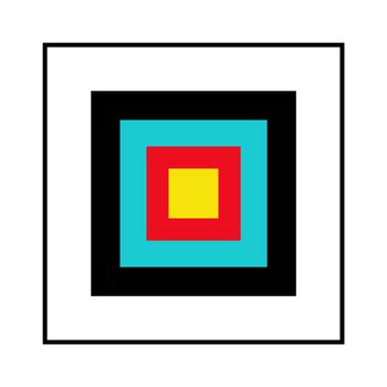 Illustrated square red blue yellow black and white shooting target