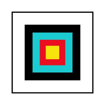 Illustrated square red blue yellow black and white shooting target