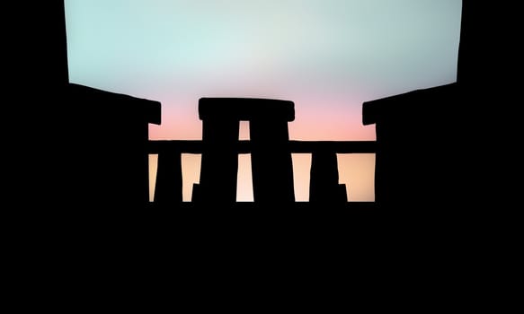 Stonehenge silhouette with sunset